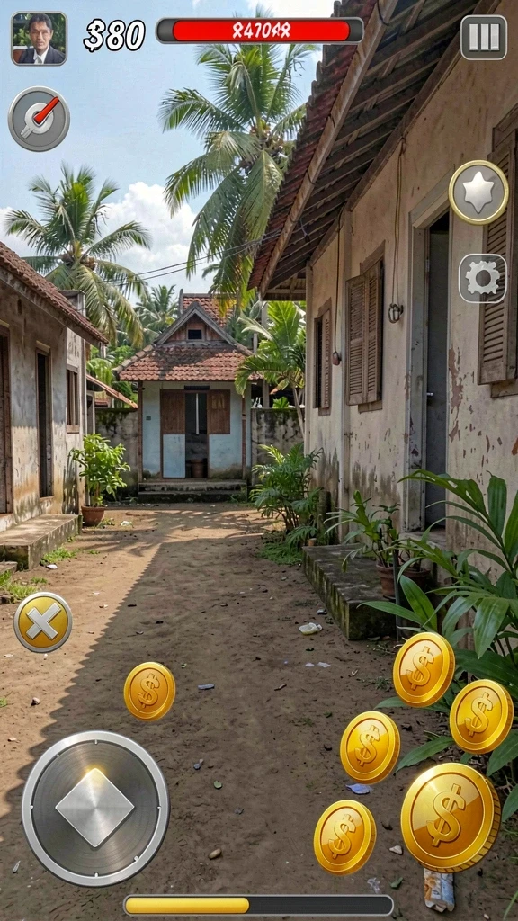 Tangkapan layar yang menunjukkan karakter utama dalam aksi.