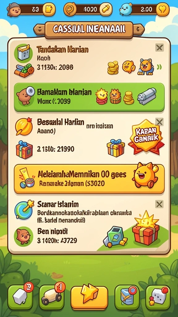 Antarmuka pengguna yang ramah dengan akses cepat ke semua permainan.