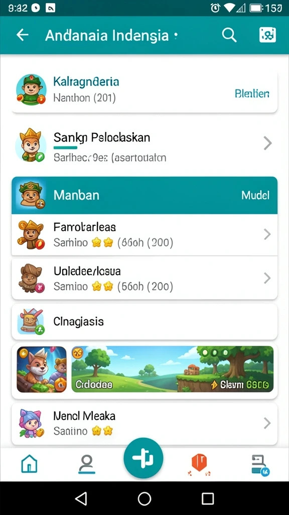 Menu utama dengan akses cepat ke berbagai mode permainan.